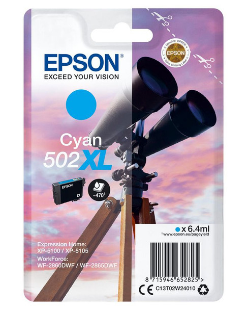 Epson C13T02W24020 Singlepack Cyan 502XL Ink SEC C13T02W24020