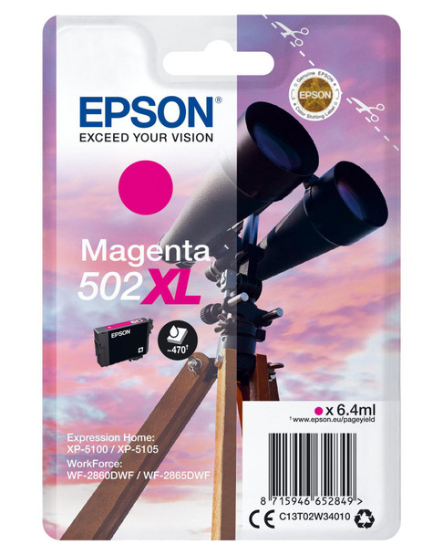 Epson C13T02W34010 Singlepack Magenta 502XL Ink C13T02W34010