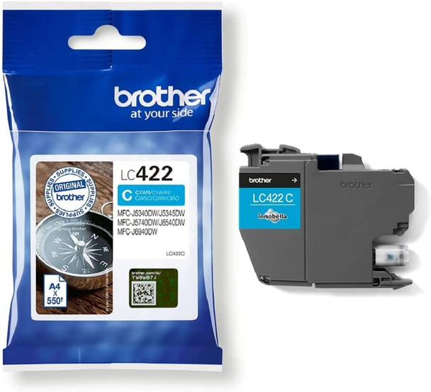 Brother LC422C 550 Page Cyan Ink Cartridge LC422C