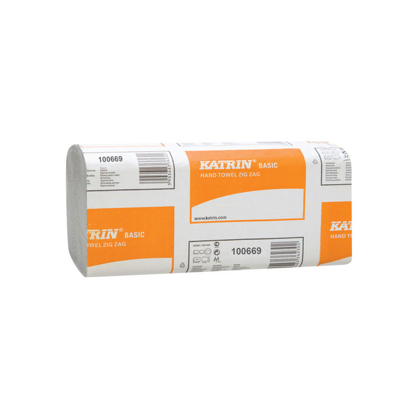 Katrin Zig Zag Hand Towels 1-Ply White Pack of 5000 100669 KZ10066