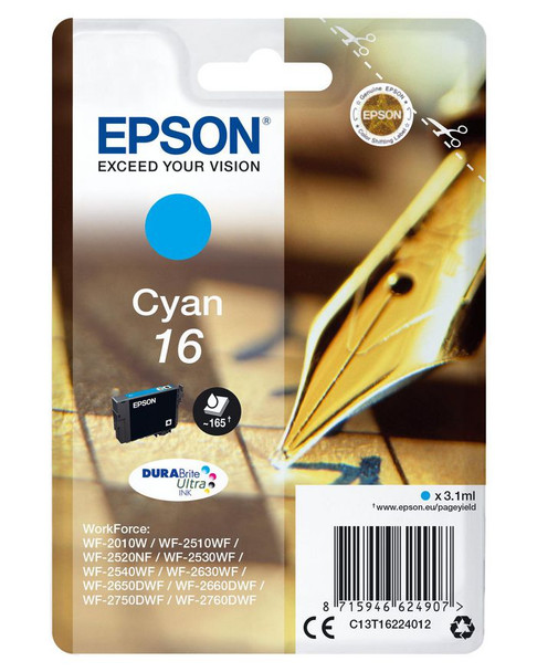 Epson C13T16224022 INK CARTR DURABRITE CYAN 16 C13T16224022