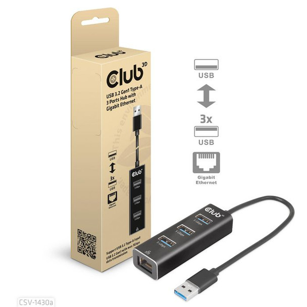 Club3D CSV-1430A Usb 3.2 Gen1 Type-A. 3 Ports CSV-1430A