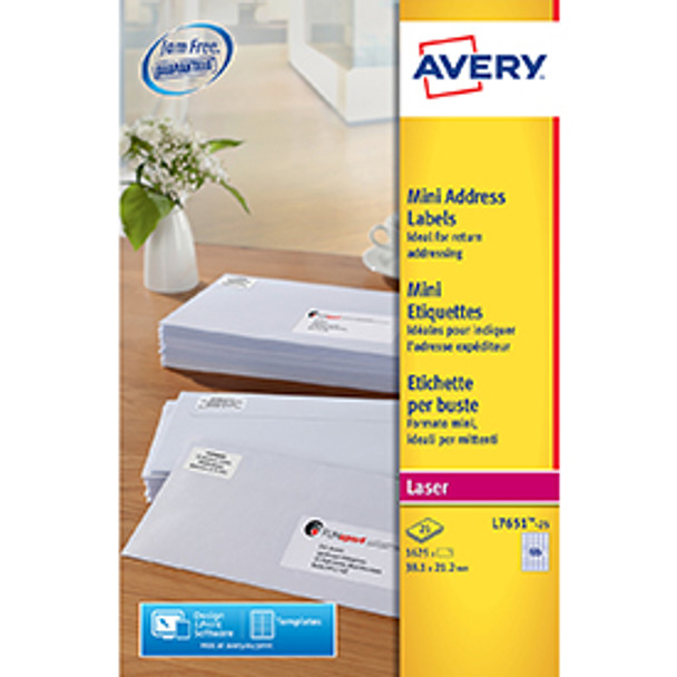 Avery L7651-25 Mini Address Labels 25 sheets - 65 Labels per Sheet AVERYL7651-25