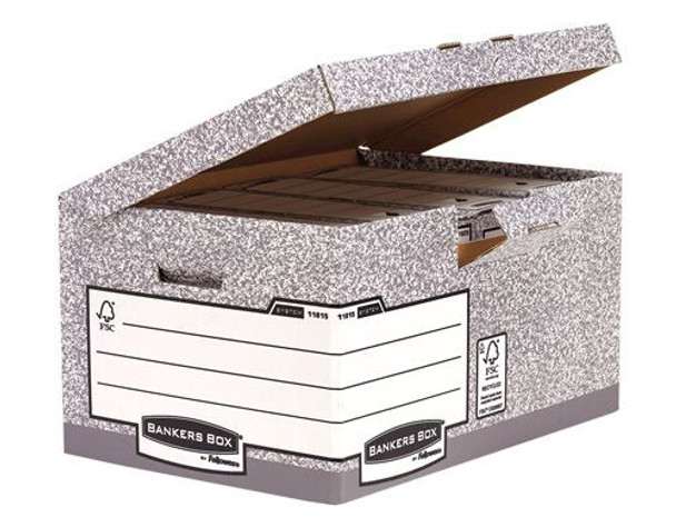 Fellowes Bankers Box Flip Top Storage Box Board Grey Pack 10 1181501 1181501