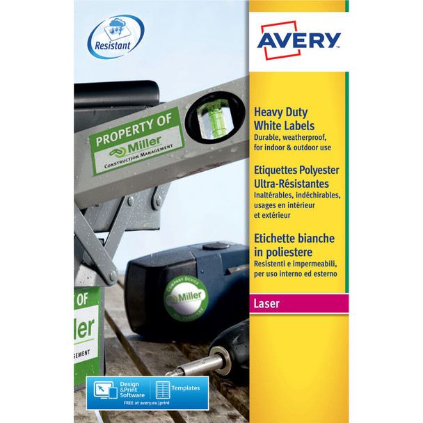 Avery Laser Label Heavy Duty 2 Per Sheet White Pack of 40 L7068-20 AV10570