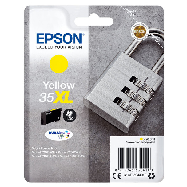 Epson Singlepack Yellow 35XL DURABrite Ultra Ink C13T35944010 EP63241