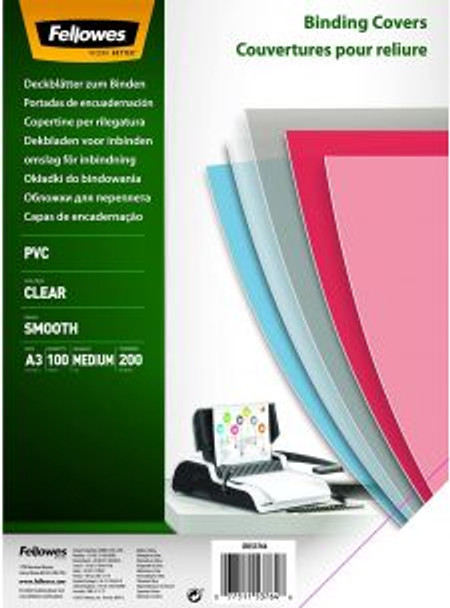 Fellowes PVC A3 Clear Cover 200 Micron Pack of 100 53764