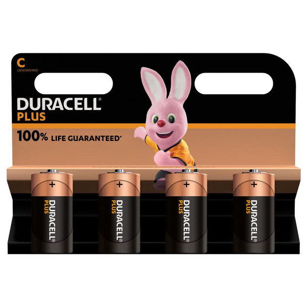 Duracell Plus C Alkaline Batteries Pack 4 MN1400B4PLUS MN1400B4PLUS