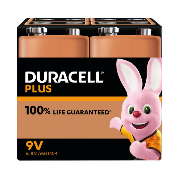 Duracell Plus 9V Battery Alkaline Pack of 4 5009826 DU14230