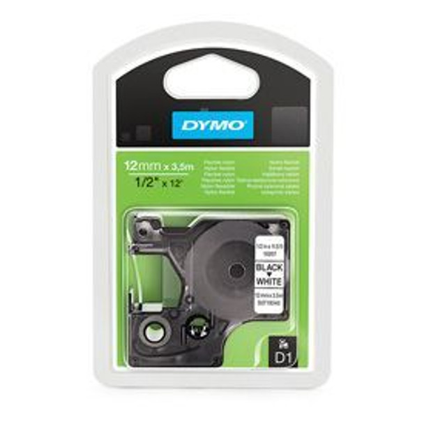 Dymo 16957 12mm x 3.5m Black on White Tape 16957