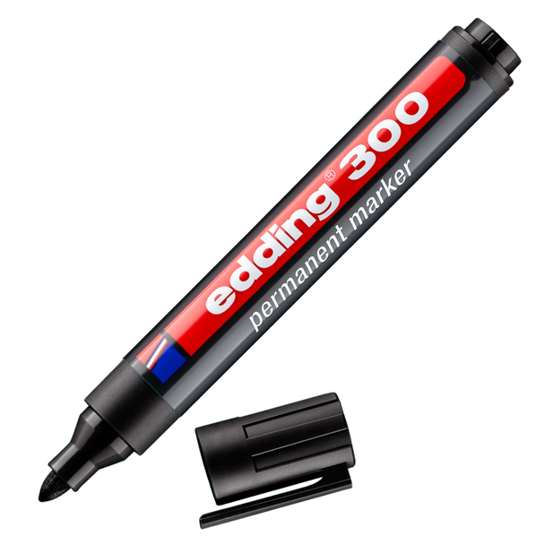 edding 300 Permanent Marker A8 Bullet Black Box of 10 EDD300001