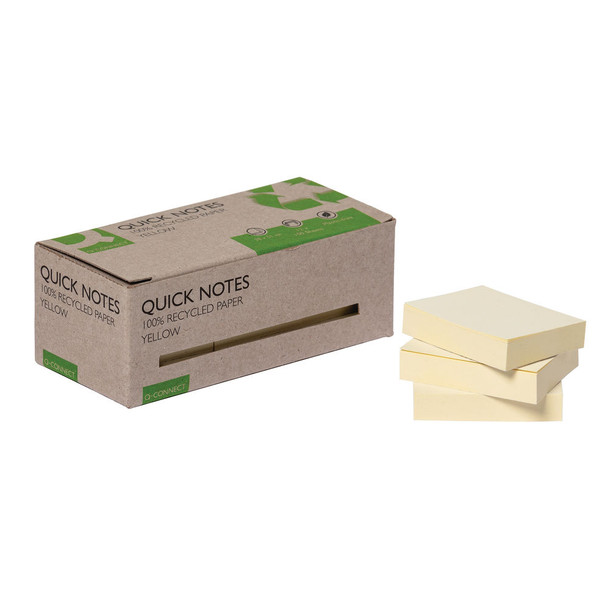 Q-Connect Recycled Notes 38x51mm Yellow Pack of 12 KF17323 KF17323