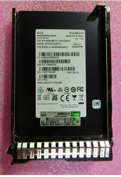 Hewlett Packard Enterprise 875863-001 480GB SATA 6G SFF SC DS SSD 875863-001