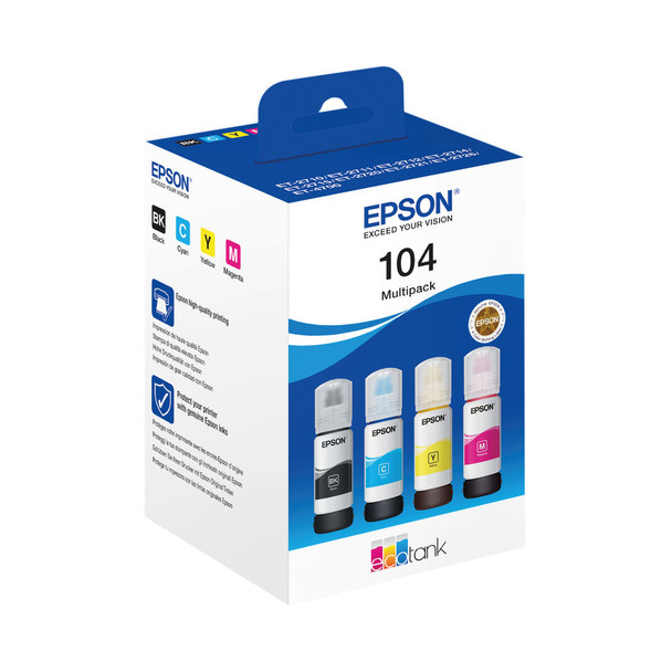 Epson 104 Ecotank Cyan Magenta Yellow Black Multipack C13T00P640 EP68488