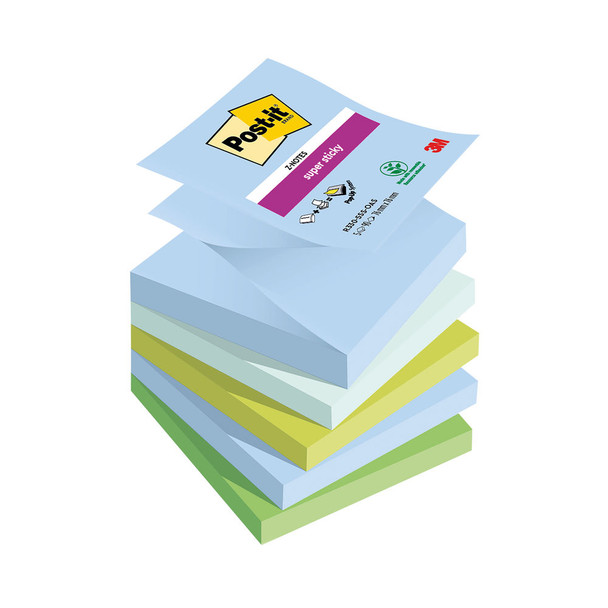 Post-it Super Sticky Z Notes Oasis 76x76mm 90 Sheet Pack of 5 7100258791 3M92431