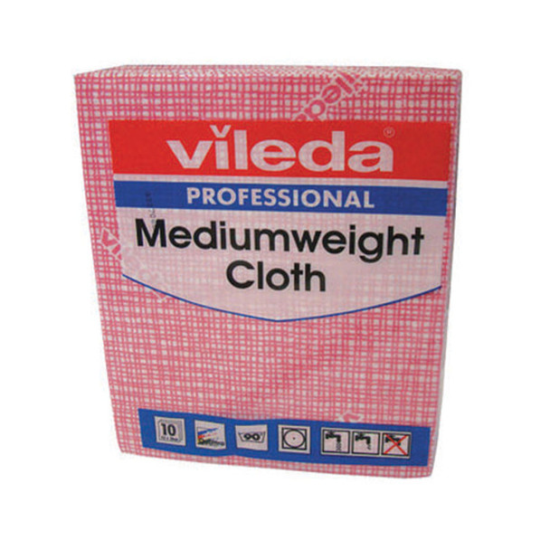 Vileda Medium Weight Cloth Red Pack of 10 106400 VIL04871