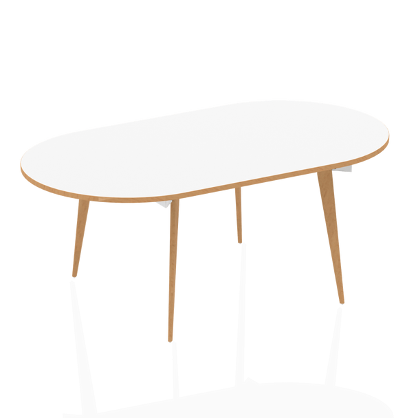 Oslo 1600Mm Oval Boardroom Table White Top Natural Wood Edge White Frame OSL0126 OSL0126