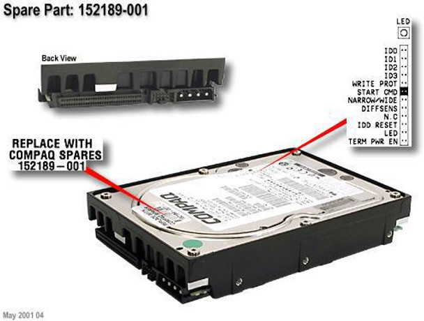 HP 152189-001-RFB 9.1GB Ultra2 Wide SCSI 152189-001-RFB