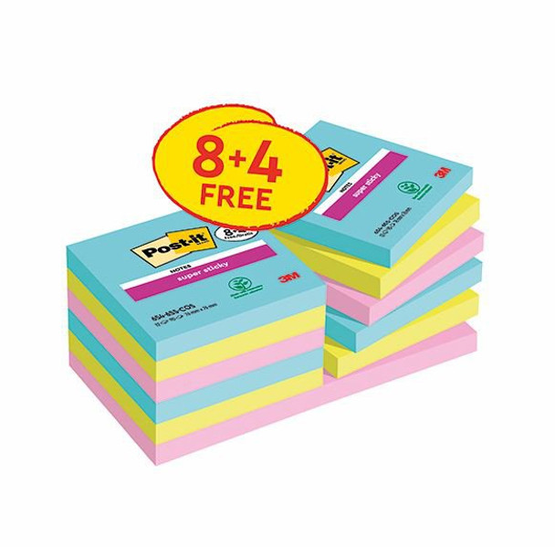 Post-It Super Sticky Notes Cosmic Colour Collection 76 Mm X 76 Mm 90 Sheets Per 7100259229