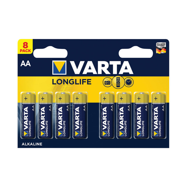 Varta Longlife AA Battery Pack of 8 04106101418 VR55432