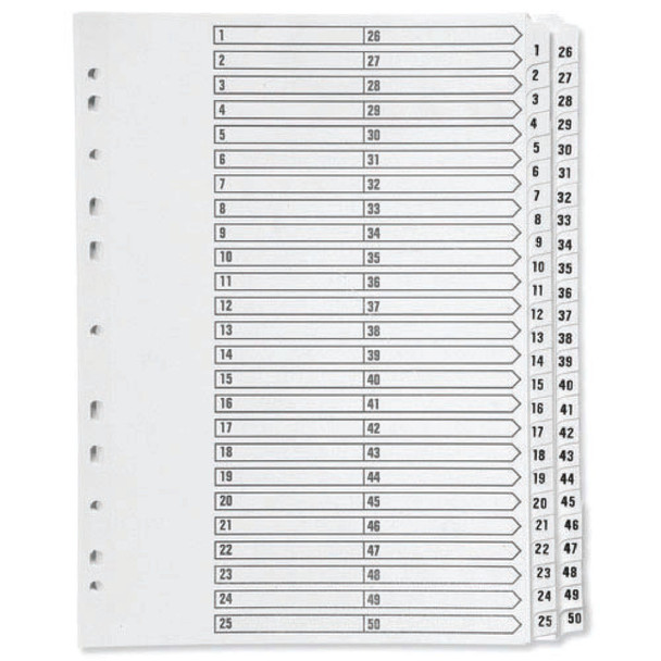 Q-Connect 1-50 Index Multi-Punched Reinforced Board Clear Tab A4 White KF97 KF97057