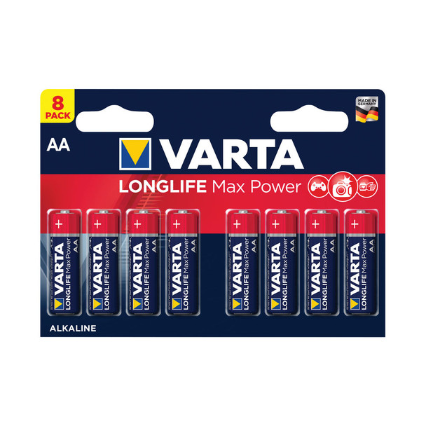 Varta Longlife Max Power AA Battery Pack of 8 04706101418 VR68153