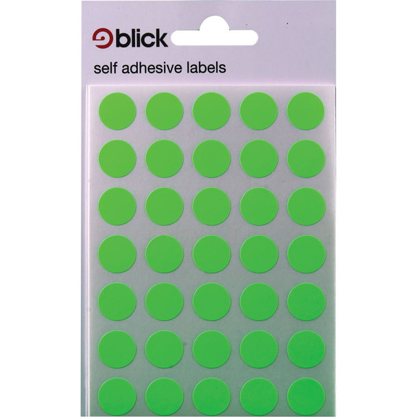 Blick Flourescent Labels in Bags Round 13mm Dia 140 Per Bag Green Pack of 2 RS00415