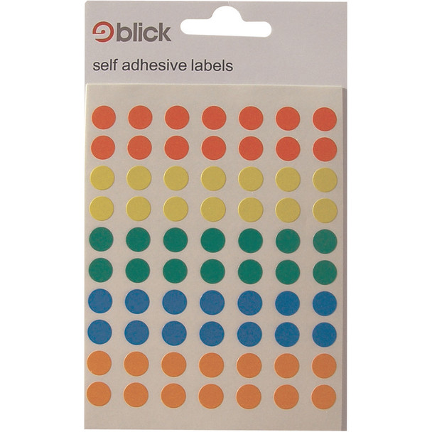Blick Coloured Labels in Bags Round 8mm Dia 350 Per Bag Assorted Pack of 70 RS00365