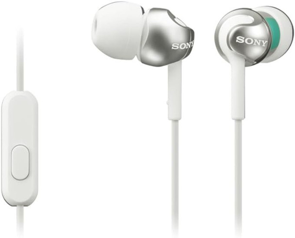 Sony Mdr-Ex110 Deep Bass White Wired 3.5Mm Earphones With Smartphone Control And MDREX110APW