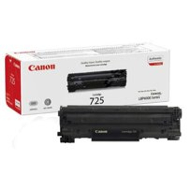 Canon 725Bk Black Standard Capacity Toner Cartridge 1.6K Pages - 3484B002 3484B002