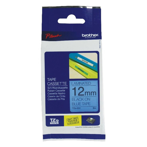 Brother P-Touch 12mm Black on Blue TZE531 Labelling Tape BA8094