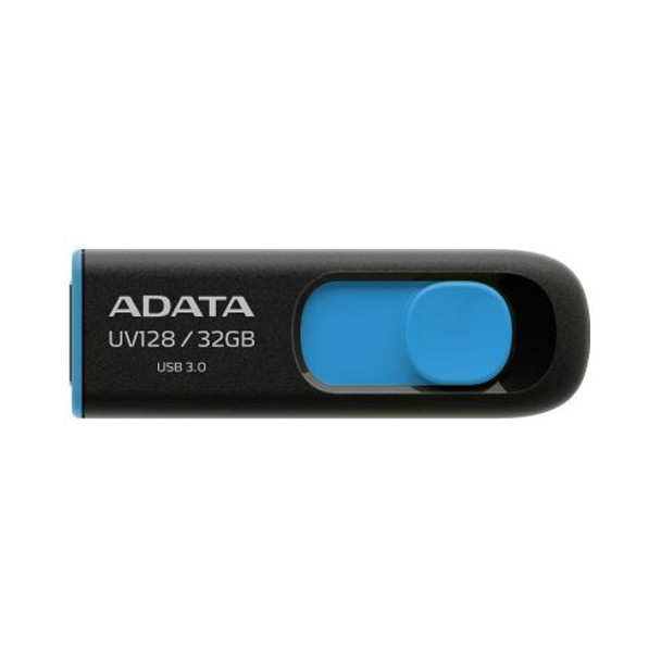Adata 32Gb Usb 3.0 Memory Pen Retractable Capless Black & Blue AUV128-32G-RBE