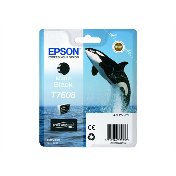 Epson T7608 Killer Whale Matte Black Standard Capacity Ink Cartridge 26Ml - C13T C13T76084010