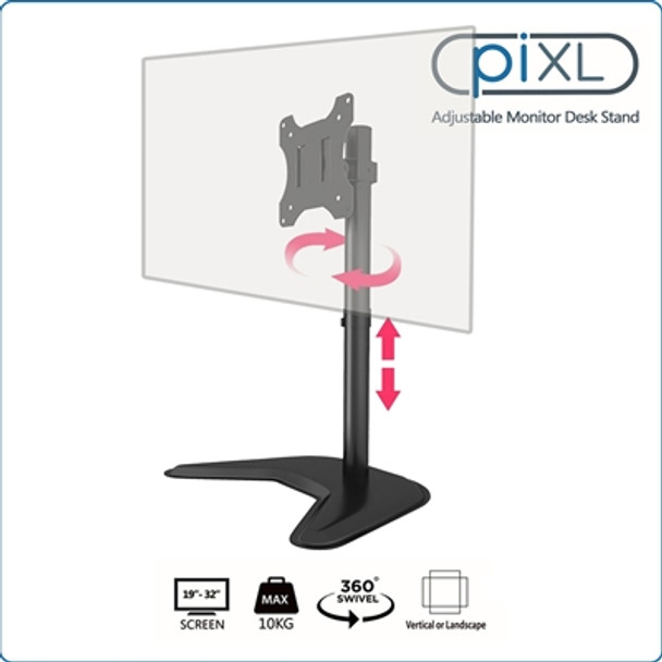 Pixl Single Monitor Arm Desk Stand for Screens Up To 32" Max Weight 10Kg Freesta Z1