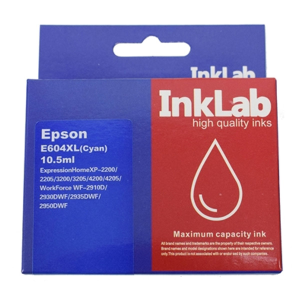 Inklab 604 Epson Compatible Cyan Replacement Ink T604XLC