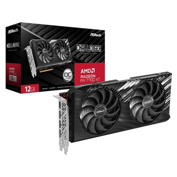 Asrock Amd Radeon Rx7700 Xt Challenger 12Gb Oc Graphics Card Gddr6 3X Displaypor RX7700XT CL 12GO