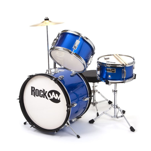 PDT RockJam 3-Piece Junior Drum Set with Drum Throne & Drumsticks RJ103-MB