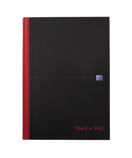 Black N Red A4 Casebound Hard Cover Notebook Plain 160 Pages Black/Red Pack 5 100080489