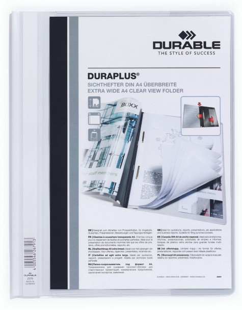 Durable Duraplus Report Folder Extra Wide A4 White Pack 25 257902 257902