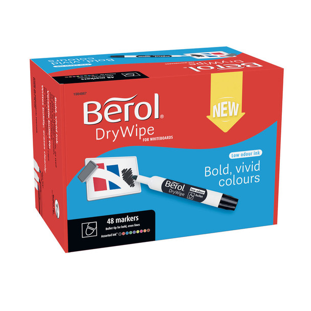 Berol Drywipe Marker Bullet Tip Assorted Pack of 48 1984867 BR84867