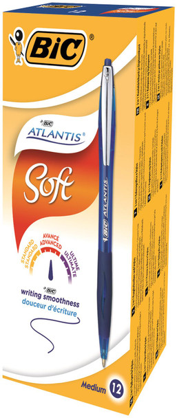 Bic Atlantis Premium Retractable Ballpoint Pen 0.32Mm Line Blue Pack 12 9021322