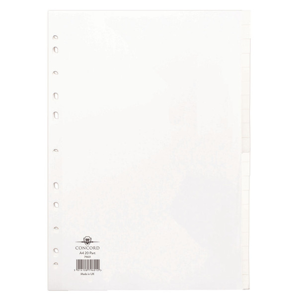 Concord Divider 20-Part A4 150gsm White 79601 JT79601