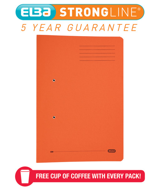 Elba Stratford Spring Pocket Transfer File Manilla Foolscap 320Gsm Orange Pack 2 100090148