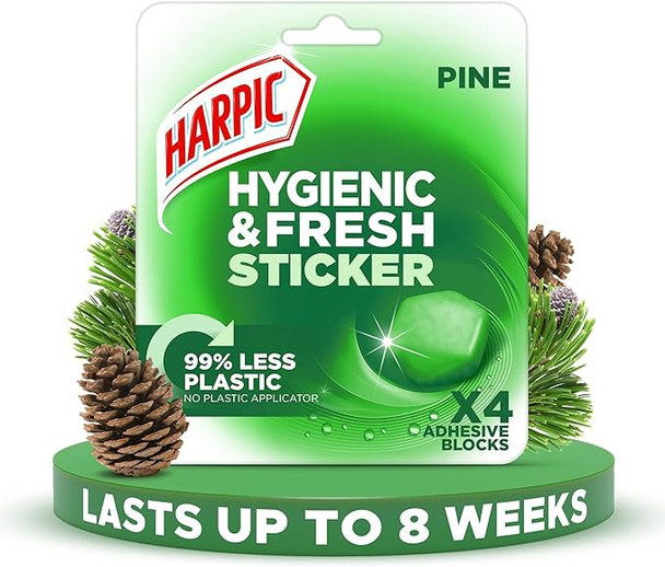 Harpic Hygienic & Fresh Pine Toilet Stickers Adhesive Toilet Block Pack 4 - 3275 3275287