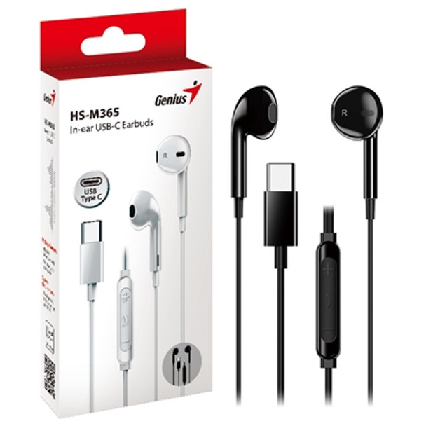 Genius Hs-M365b Usb-C In-Ear Wired Earbuds With In-Line Microphone And Volume Co 31710030400