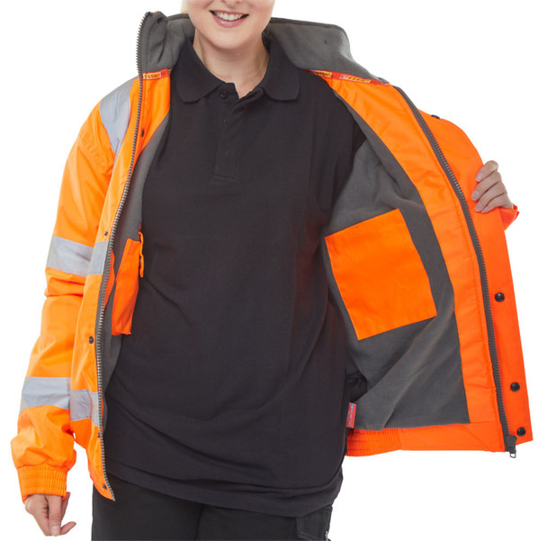 Beeswift Bomber Jacket Fleece Lined High Vis Orange X Large Pack 1 - CBJFLORXL CBJFLORXL