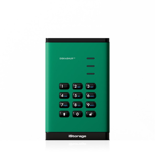 iStorage diskAshur3 HDD 256-bit 2TB - Green IS-DA3-256-2000-GN