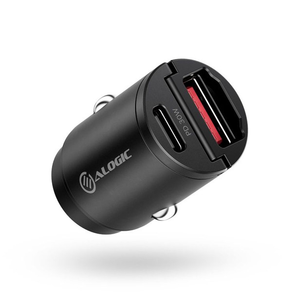 Alogic 30W Rapid Power Mini Car Charger with USB-C and USB-A CRCA30