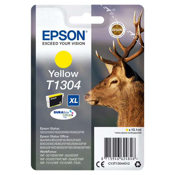 Epson Stag Singlepack Yellow T1304 DURABrite Ultra Ink High XL Yield Pigment-bas C13T13044012