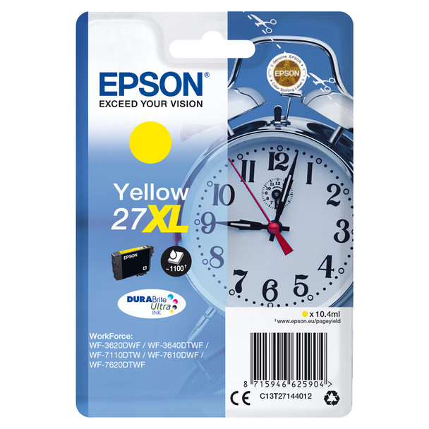 Epson Alarm clock Singlepack Yellow 27XL DURABrite Ultra Ink High XL Yield Pigme C13T27144012